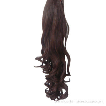 Top fashion human hair clip ponytail in blonde, synthetic